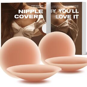 Nipple Covers for Women 2 Pairs Reusable Pasties Sticky Bra for Backless Dress Adhesive Silicone Pasty Nipple Cover