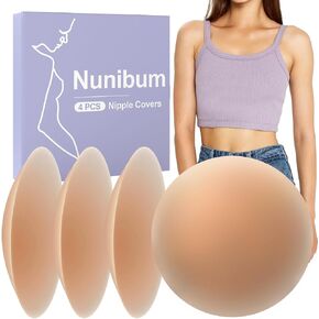 Nipple Covers for Women 2 Pairs - Reusable Adhesive No Show Pasties, Sticky Invisible Silicone Breast Petals