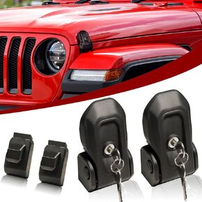 Buling Wrangler Factory Locking Hood Latches with Keys Compatible with Jeep Wrangler JL JLU 2018-2025 & Jeep Gladiator JT 2020-2025 (Matte Black)