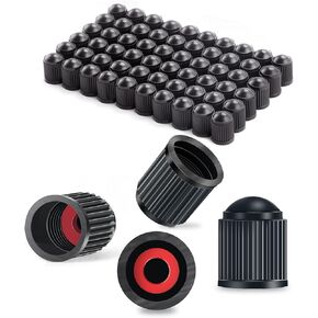 Tire Valve Caps, Plastic & Rubber, Universal Fit, Black, 60 PCS, Dustproof, Car, Truck, SUV, Motorcycle, E-Bikes & Bikes