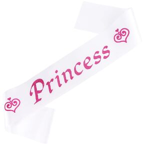 Princess Satin Sash for Women Girls Pink with Gold Glitter Letters with Pearl Brooch Pin Party Party Gift Prom Prom Photo Props Decorations Beauty Pageant