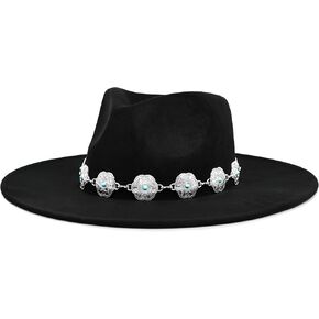 Big Wide Brim Boho Western Hat for Women and Men - Felt Rancher Fedora Hat with 4 inches Flat Brim