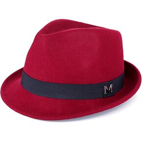 FREEBIRD99 100% Wool Felt Panama Fedora Hat Short Brim Trilby Flat Hat for Men Women