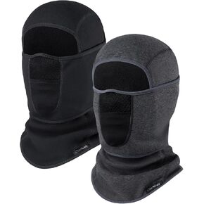Balaclava Ski Mask (with Breathable Holes) Windproof Winter Fleece Neck Face Warmer for Men&Women（Black+Dark Grey）