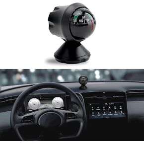 Car Compass, Vehicle Compass, Dash Mount Adjustable Compass Ball with Bottom Stick, Universal Car Accessories Navigation Hiking Direction Pointing Guide Ball Fit for SUV, Truck, RV