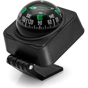 كرة سيارة Carn Compass مثبتة بوصلة صغيرة قابلة للتعديل للوحة معلومات السيارات المحمولة البوصلات البوصلات التلقائية الداخلية للرجال النساء الأسود
