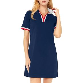 Pehmea Women Polo Dress Sleeve Short With V Neck for Tennis Golf Workout Summer Dresses