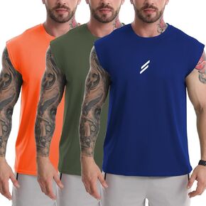 Men's Tank Tops 3 Pack Sleeveless Workout Mesh Material Quick Dry Athletic Running Gym Muscle Beach Fitness Shirts