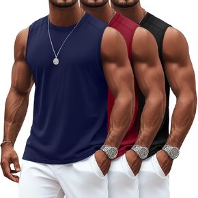 Ficerd 3 Pack Men Men Flysister Tank Tops ، Crewneck Disual Summer Tee Beach T Shirt Cotton Procleout Run Gym Muscle Shirt
