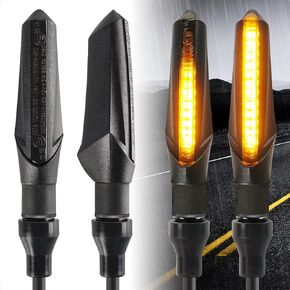 evermotor 2PCS Flowing Motorcycle LED Turn Signals, 12V Universal Mini Sequential Indicators, Waterproof Front Rear Turn Signal Lights Compatible with Harley Dirt Bike Yamaha Honda Cafe Racer Cruiser