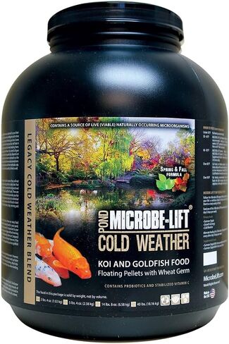 Microbe-Lift Mllwgsm الطقس البارد العائم الكريات الأسماك مع جرثومة القمح للبرك وحدائق المياه والنافورات ، للسمك الذهبي الحية و Koi ، 12 أوقية in Kuwait