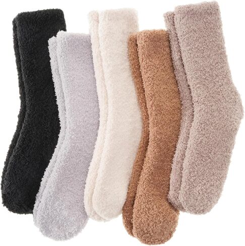 ANTSANG Fuzzy Socks for Women Men Slipper Fluffy Cozy Warm Winter Thick Plush Crew Socks 5 Pairs in Saudi Arabia