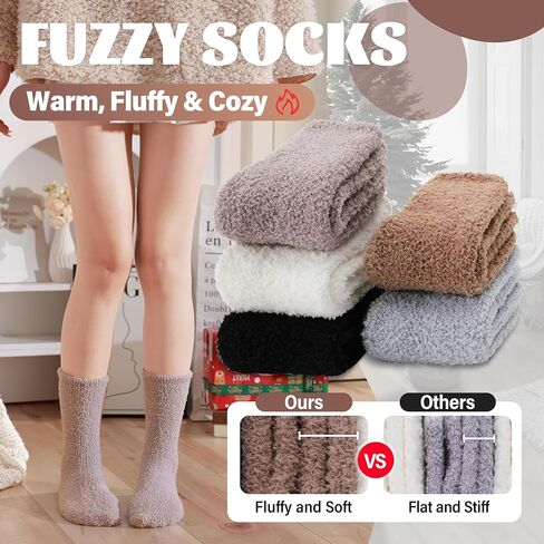 ANTSANG Fuzzy Socks for Women Men Slipper Fluffy Cozy Warm Winter Thick Plush Crew Socks 5 Pairs in Saudi Arabia
