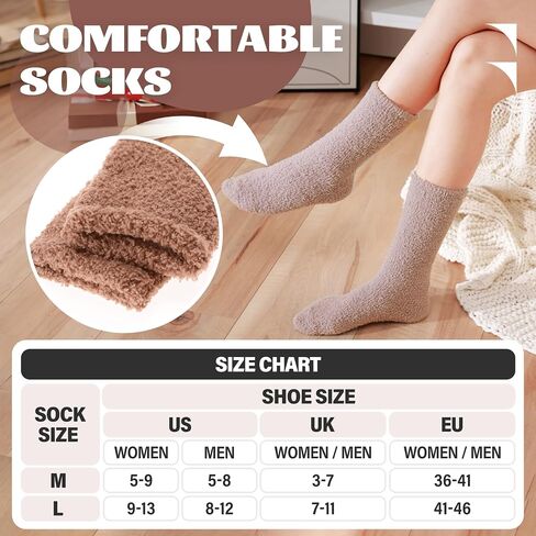 ANTSANG Fuzzy Socks for Women Men Slipper Fluffy Cozy Warm Winter Thick Plush Crew Socks 5 Pairs in Saudi Arabia
