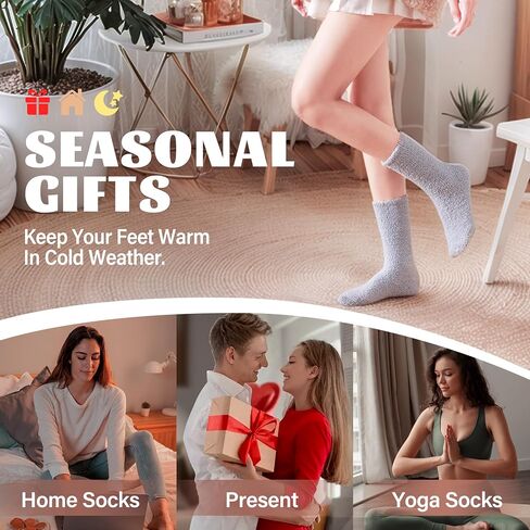 ANTSANG Fuzzy Socks for Women Men Slipper Fluffy Cozy Warm Winter Thick Plush Crew Socks 5 Pairs in Saudi Arabia