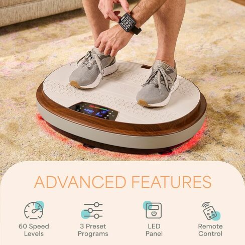 جهاز تمرين لوحة الاهتزاز LifePro RelaxaVibe - منصة اهتزاز لتعزيز الدورة الدموية والتمثيل الغذائي - آلة اهتزاز أنيقة في غرفة المعيشة - لوحة اهتزاز لكامل الجسم مع مسند مسخن in Kuwait