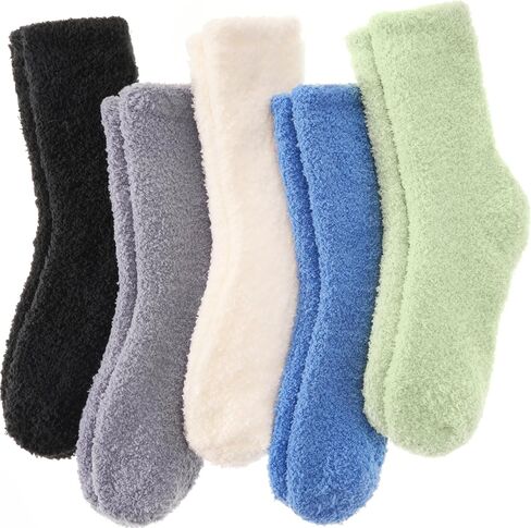 ANTSANG Fuzzy Socks for Women Men Slipper Fluffy Cozy Warm Winter Thick Plush Crew Socks 5 Pairs in Saudi Arabia
