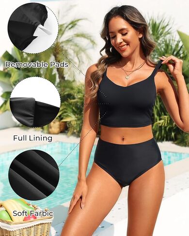 Aqua Eve Women's Sport Bra Swim Top - 2025 Crop Bikini Top Modest V Neck Bathing Suit in Saudi Arabia