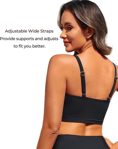 Aqua Eve Women's Sport Bra Swim Top - 2025 Crop Bikini Top Modest V Neck Bathing Suit in Saudi Arabia