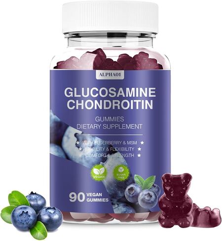 Glucosamine chondroitin Gummies - 3000 ملغ من مكملات دعم المشتركة بين MSM و Elderberry ، والمرونة ، ودعم المناعة المضاد للأكسدة للبالغين والرجال والنساء - 90 Raspberry Gummies in Kuwait