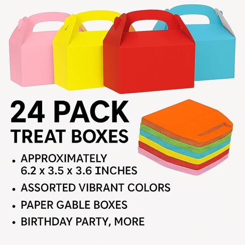 Oojami 24 Pack Treat Boxes Party Favor Boxes Paper Gift Boxes for Birthday Party Gable boxes (Yellow) in Kuwait