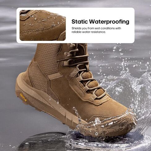 Nortiv 8 Men's Tactical Work Boots Boots Cushion Sole Lightweight Leather Combat Boots with Arch Support Non Slip Mitulecycle Boots Hydrorange in Kuwait