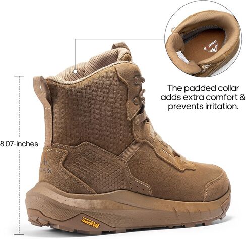 Nortiv 8 Men's Tactical Work Boots Boots Cushion Sole Lightweight Leather Combat Boots with Arch Support Non Slip Mitulecycle Boots Hydrorange in Kuwait