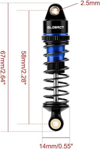 GLOBACT Aluminum Adjustable Shock Damper Oil Shock for ARRMA 1/18 Granite Typhon 1/16 Mojave GROM RC Truck Upgrade Parts Replace ARA330806 (Black Red) in Kuwait