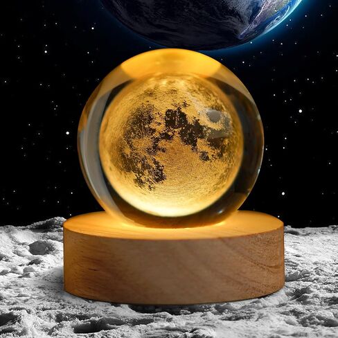 YU FENG 3D Carved Cat Crystal Ball with Luminous Base for Cat Lovers 2.36 Inches in Saudi Arabia