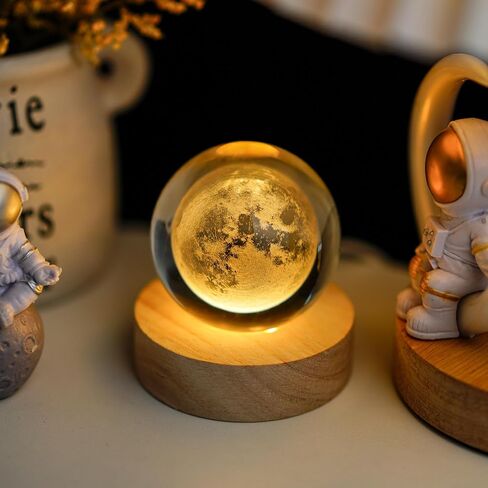 YU FENG 3D Carved Cat Crystal Ball with Luminous Base for Cat Lovers 2.36 Inches in Saudi Arabia