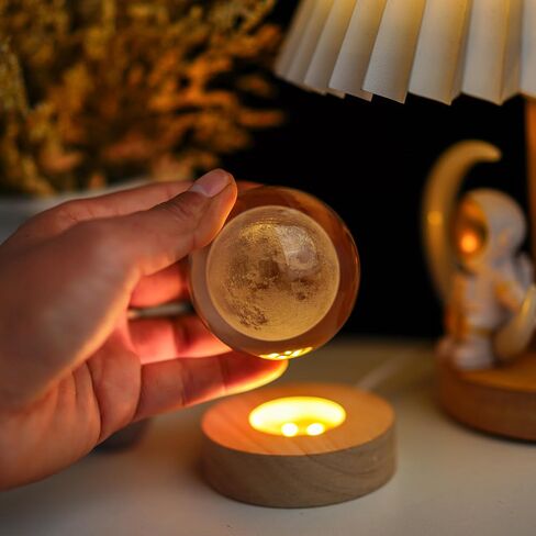 YU FENG 3D Carved Cat Crystal Ball with Luminous Base for Cat Lovers 2.36 Inches in Saudi Arabia