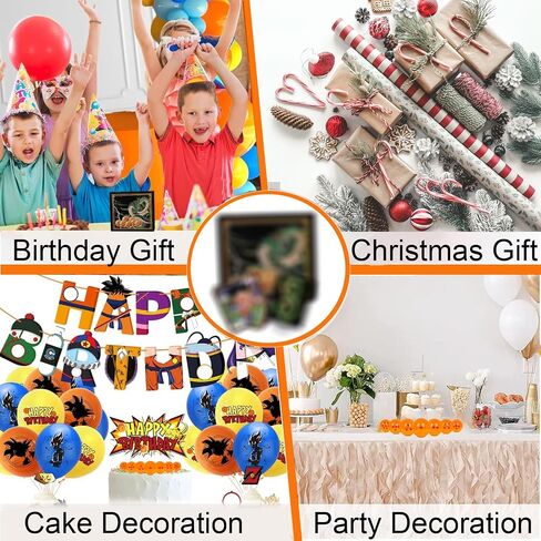 Anime Collectibles DBZ Ball,7 PCS Dragon Transparent Balls with Shenron Card,Keyring & 10 PCS Sticker,Resin Ball with Gift Box for Business Christmas Holiday and Birthday Home Decoration,Collectible in Saudi Arabia