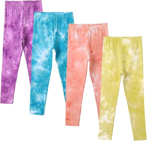 4 Pack Girls Printed Leggings Soft Yoga Pants Kids Tie-Dye Leggings in Saudi Arabia