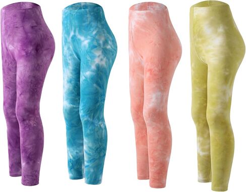 4 Pack Girls Printed Leggings Soft Yoga Pants Kids Tie-Dye Leggings in Saudi Arabia