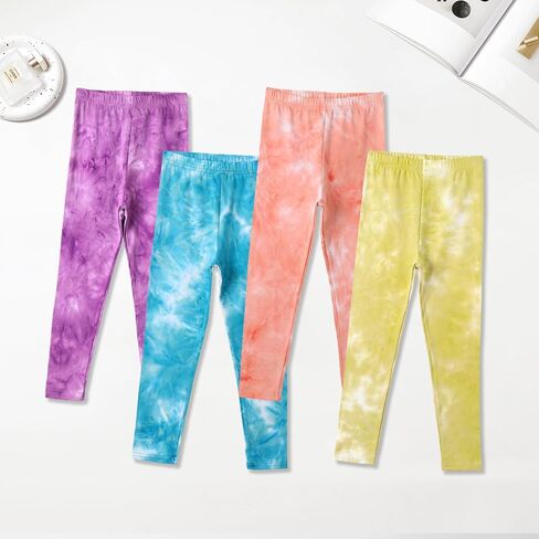 4 Pack Girls Printed Leggings Soft Yoga Pants Kids Tie-Dye Leggings in Saudi Arabia