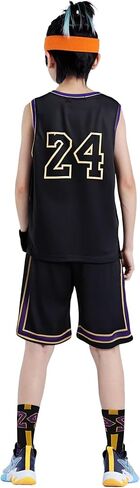 Kids Basketball Jerseys #24 Mesh Sleeveless Tank Top Shorts Socks for Boys Girls 3PC Athletic Training Uniforms in Kuwait