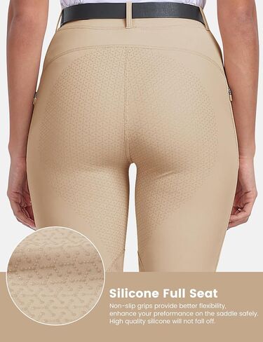 MoFiz Women's Horse Riding Pants Full Seat Silicon Knee-Patch Equestrian Breeches Horseback Schooling Tights Zipper Pockets in Saudi Arabia