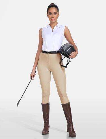 MoFiz Women's Horse Riding Pants Full Seat Silicon Knee-Patch Equestrian Breeches Horseback Schooling Tights Zipper Pockets in Saudi Arabia