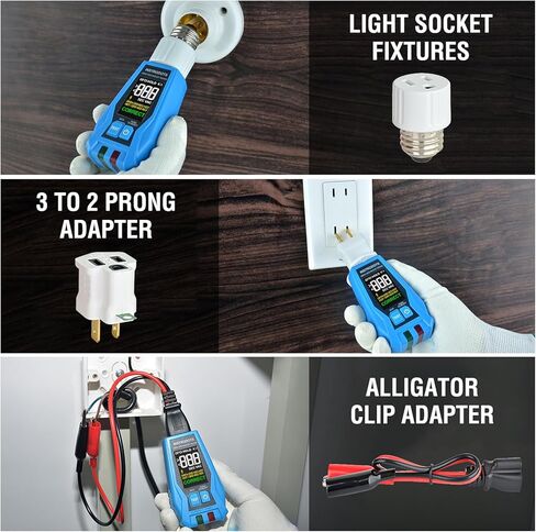 أداة Finder Circuit Breaker مع الملحقات ، 90-120 فولت AC الباحث عن الكسارة الرقمية مع اختبار منفذ GFCI متكامل ، تتبع الدائرة مع الجرس المنبه وعرض الألوان ، يتضمن حالة حمل in Kuwait