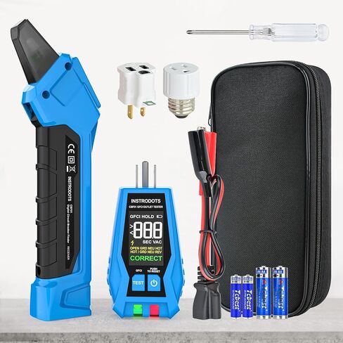 أداة Finder Circuit Breaker مع الملحقات ، 90-120 فولت AC الباحث عن الكسارة الرقمية مع اختبار منفذ GFCI متكامل ، تتبع الدائرة مع الجرس المنبه وعرض الألوان ، يتضمن حالة حمل in Kuwait