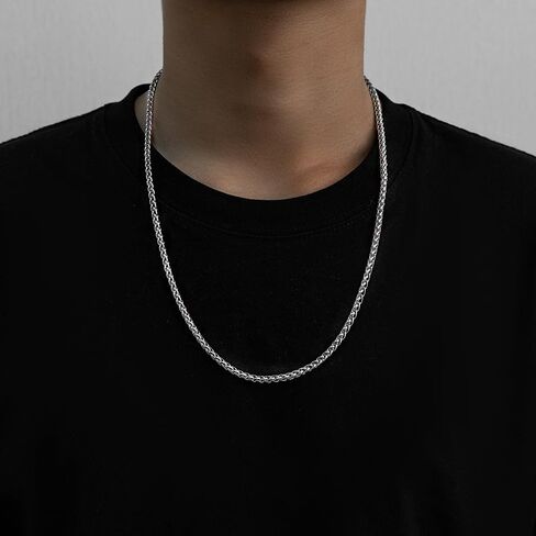 2.5mm/4mm Silver Stainless Steel Wheat Chain Necklace Jewelry for Men in Saudi Arabia