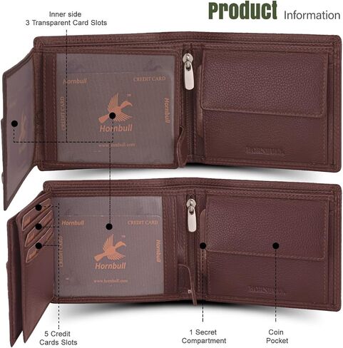 Denial Mens Leather Wallet Combo Gift Set | Leather Wallet, Key Ring & Pen Combo Valentine Gift Hamper | Branded Mens Wallet (Brown) in Kuwait