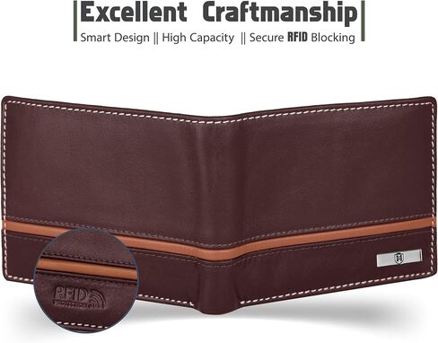 Denial Mens Leather Wallet Combo Gift Set | Leather Wallet, Key Ring & Pen Combo Valentine Gift Hamper | Branded Mens Wallet (Brown) in Kuwait