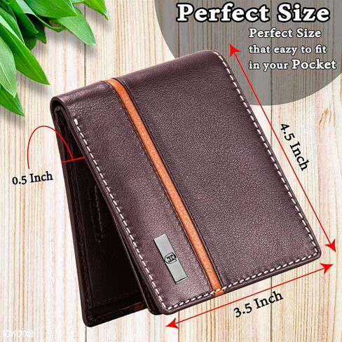 Denial Mens Leather Wallet Combo Gift Set | Leather Wallet, Key Ring & Pen Combo Valentine Gift Hamper | Branded Mens Wallet (Brown) in Kuwait