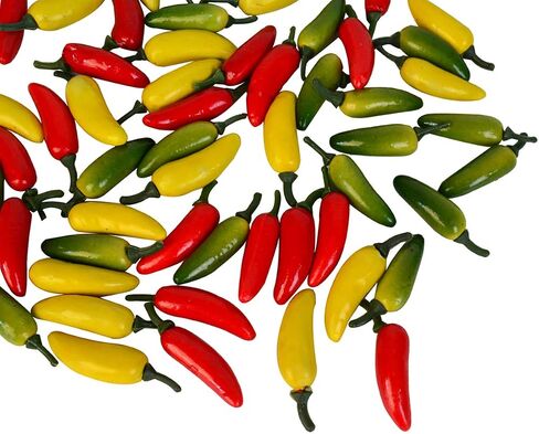 60pcs Simulation Artificial Lifelike Small Chili Fake Vegetable Red Yellow Green Pepper for Home Kitchen Decoration (Multi Color) in Kuwait
