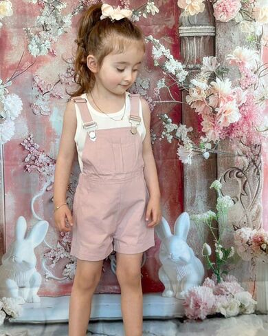 HINTINA Toddler Little Girl Summer Casual Loose Fit Adjustable Overall Shorts Rompers Bib Shortalls 2 Pieces Outfits in Saudi Arabia