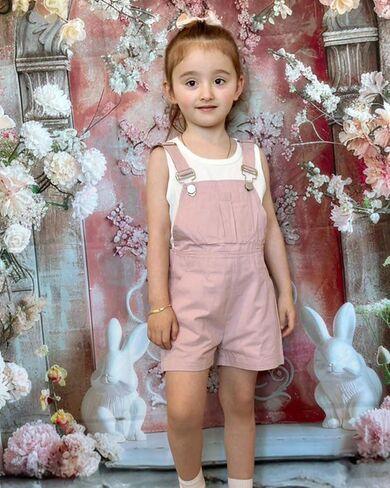HINTINA Toddler Little Girl Summer Casual Loose Fit Adjustable Overall Shorts Rompers Bib Shortalls 2 Pieces Outfits in Saudi Arabia