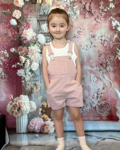 HINTINA Toddler Little Girl Summer Casual Loose Fit Adjustable Overall Shorts Rompers Bib Shortalls 2 Pieces Outfits in Saudi Arabia