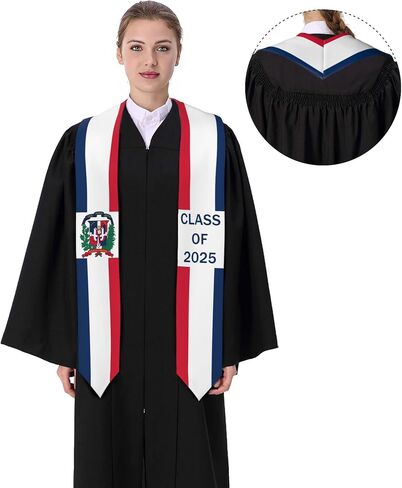 Country Flag Graduation Stole Class of 2025 V Shape Graduation Sash for High School & College Graduates in Saudi Arabia