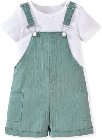 HINTINA Toddler Girl Overalls Shorts Set Casual Summer Outfits Trendy Shortalls Romper with Pockets in Saudi Arabia